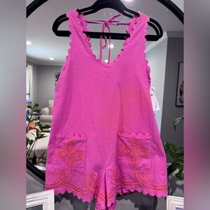 J.Marie Pink Sleeveless Romper with Scalloped Trim